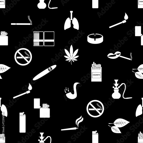 smoking and cigarettes black and white seamless pattern eps10