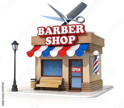 miniature barbershop 3d illustration