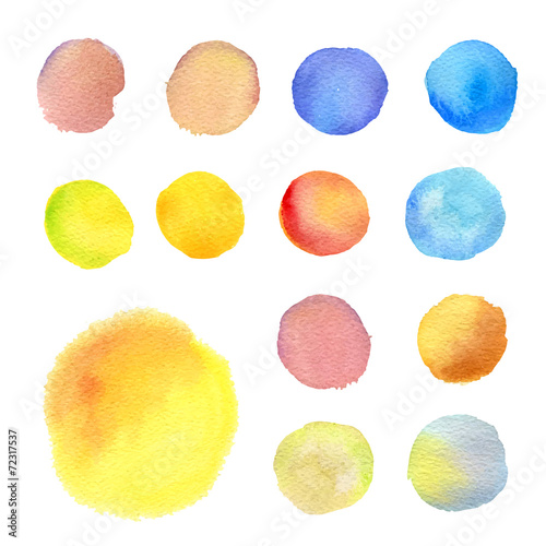 set of round watercolor stains
