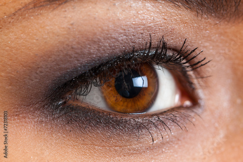 Close up of brown female eye with make-up photo