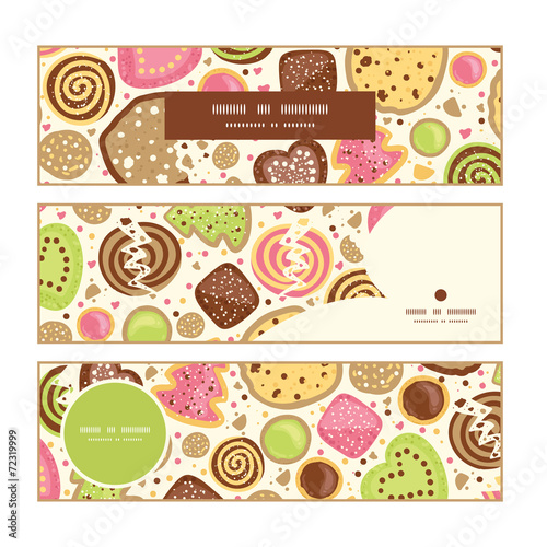 Vector colorful cookies horizontal banners set pattern