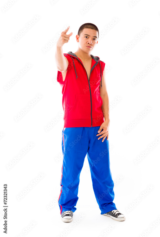 model isolated on plain background nagging scolding with finger model isolated on plain background nagging scolding with finger