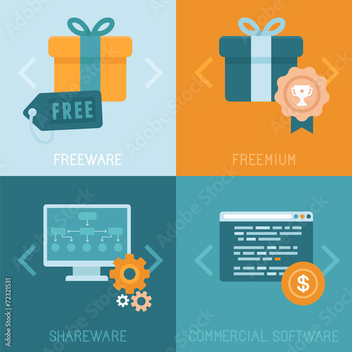 Vector different business models of distributing apps