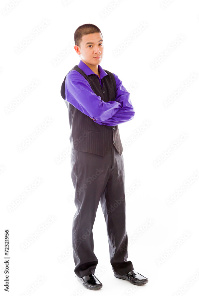 model isolated on plain background happy smiling arms crossed model isolated on plain background happy smiling arms crossed