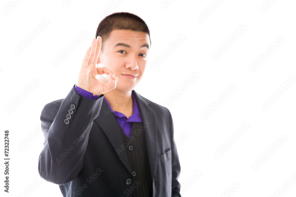 model isolated on plain background hand gesture ok sign model isolated on plain background hand gesture ok sign