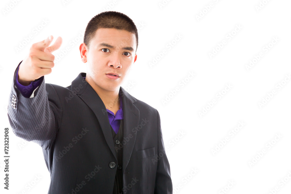 model isolated on plain background nagging scolding with finger model isolated on plain background nagging scolding with finger