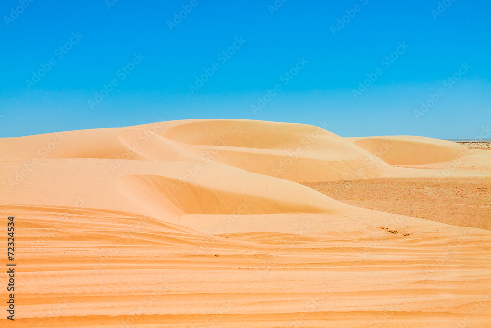 Sand dunes of Sahara desert near Ong Jemel in Tozeur,Tunisia.