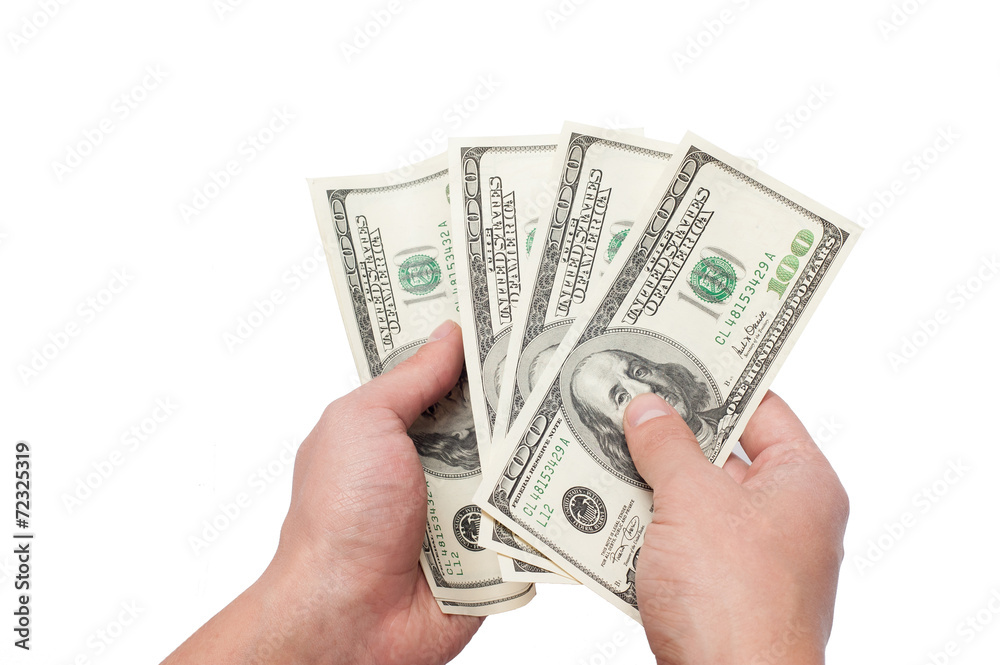 hands with dollars isolated on a white background hands with dollars isolated on a white background