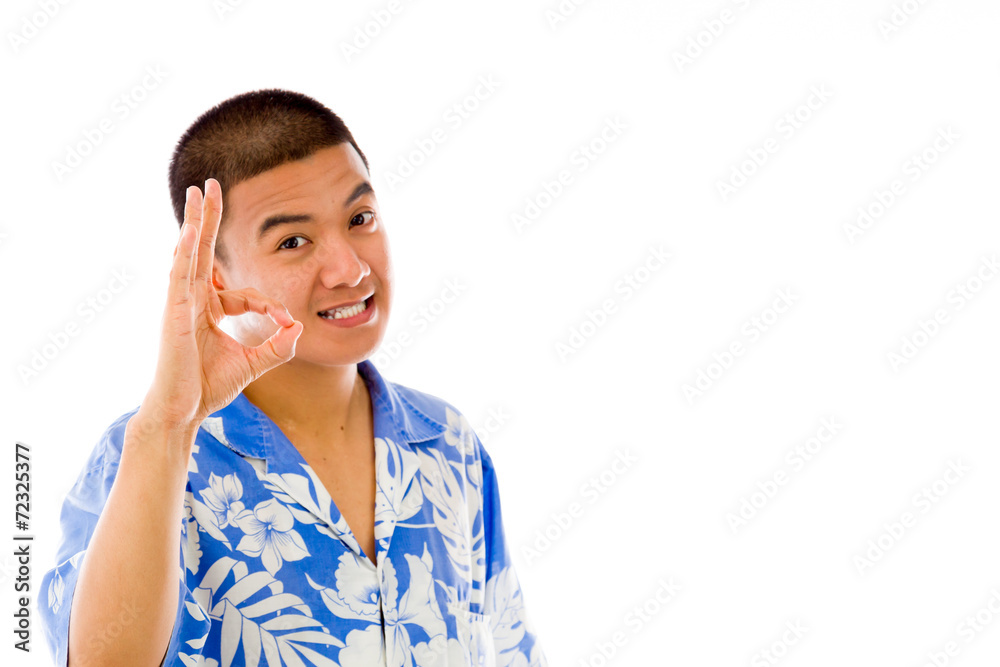 model isolated on plain background hand gesture ok sign model isolated on plain background hand gesture ok sign