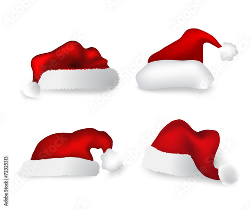 Various Christmas caps. Vector set