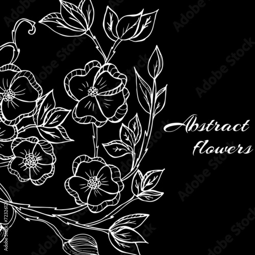 Fototapeta Naklejka Na Ścianę i Meble -  Abstract background with flowers in black and white style