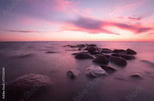 Sunset over the baltic sea, beautiful summer scene
