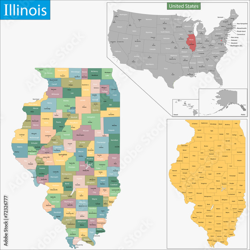 Obraz na plátně Illinois map