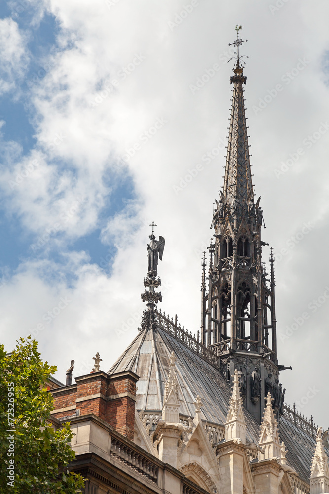 Spire of La Sainte-Chapelle. Gothic chapel