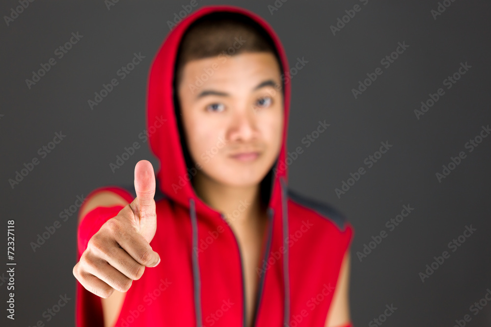 model isolated positive attitude thumbs up model isolated positive attitude thumbs up