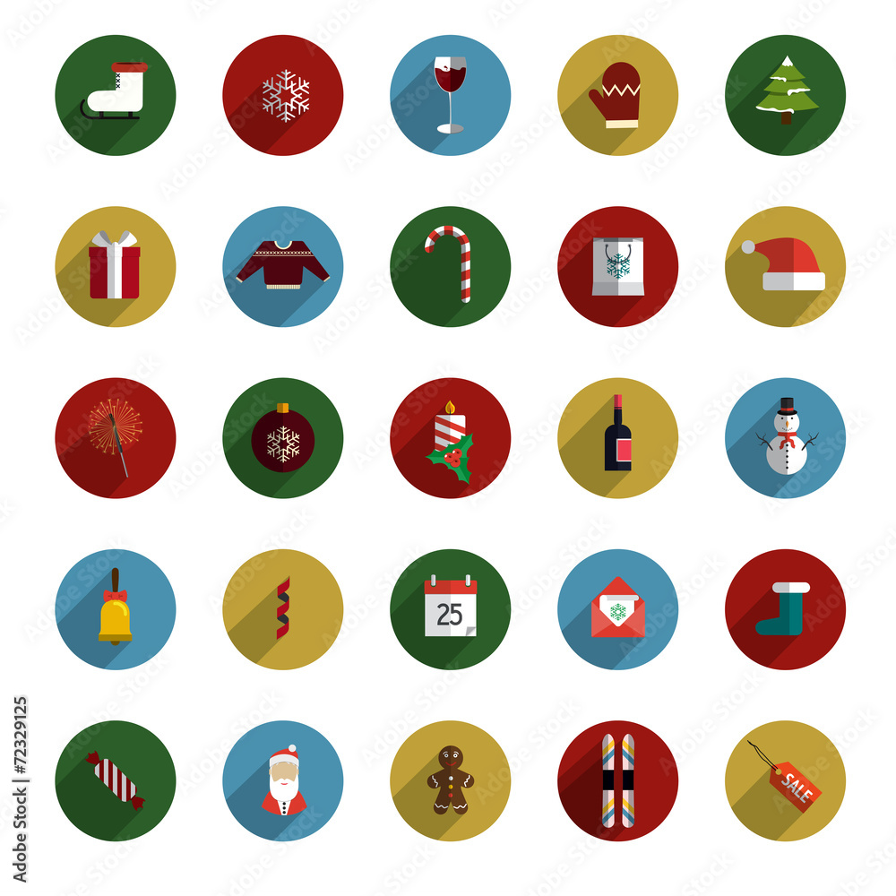 Set of Modern Christmas Flat Style Icons Set of Modern Christmas Flat Style Icons