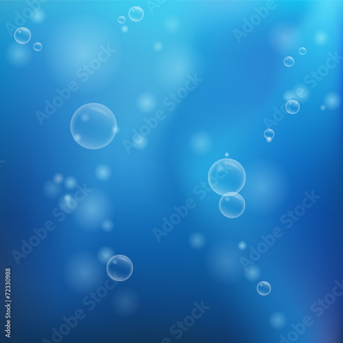 Blue water with bubbles