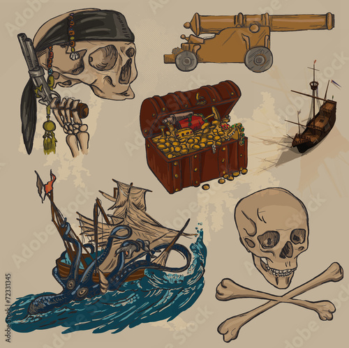 pirates - an hand drawn colored vector pack no.3 photo