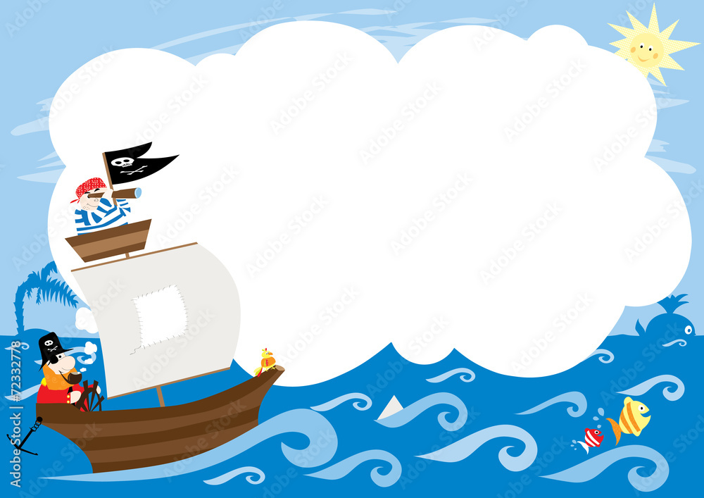pirates boat and blank space to fill in- vectors for kids