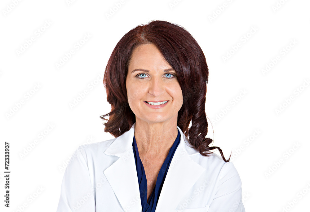 confident happy smiling female doctor pharmacist on white confident happy smiling female doctor pharmacist on white