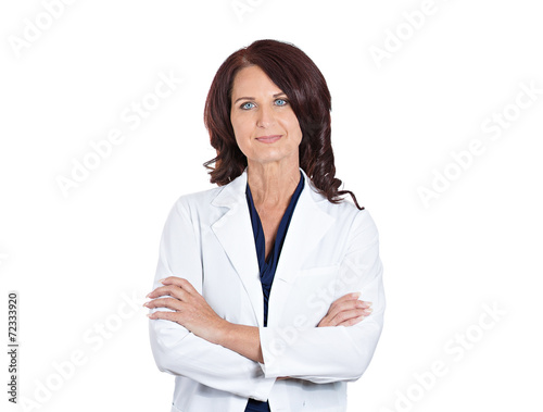 Female doctor pharmacist scientist researcher on white