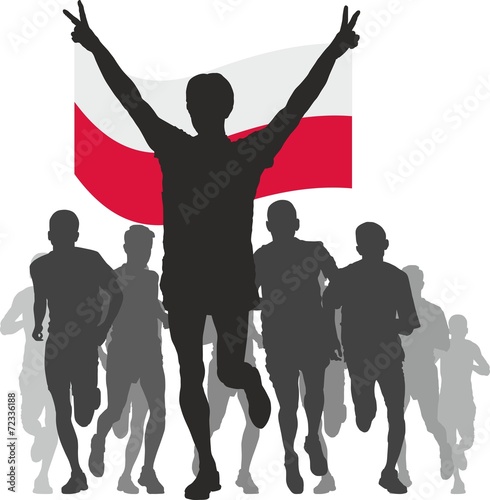 Winner with the Poland flag at the finish