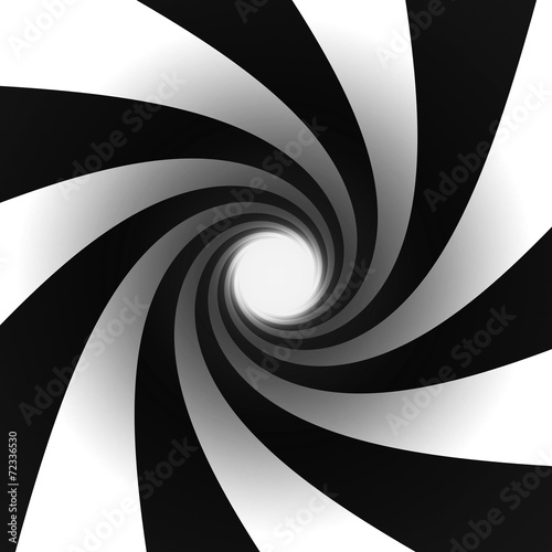 black and white spiral light at end of tunnel