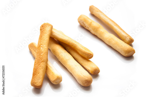 Breadsticks on white background