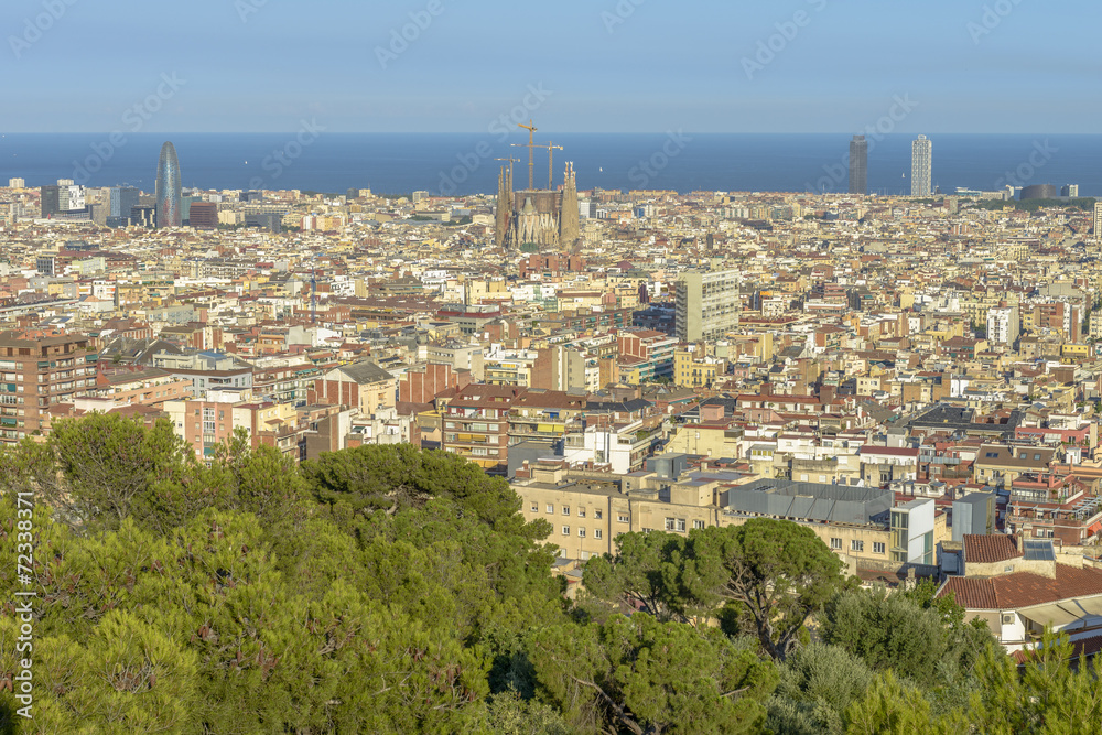 Barcelona Skyline Summertime View