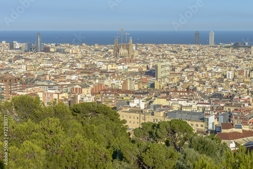 Barcelona Skyline Summertime View
