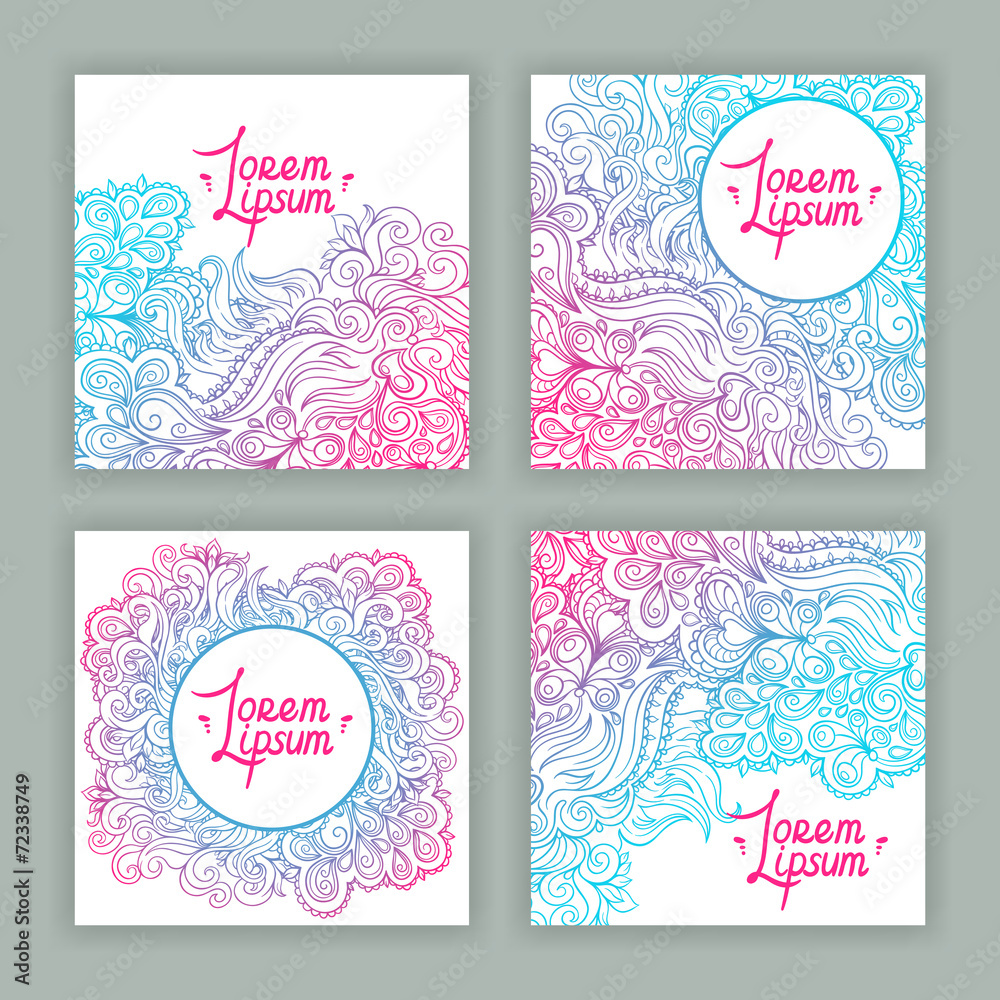 four square cards with beautiful pattern four square cards with beautiful pattern