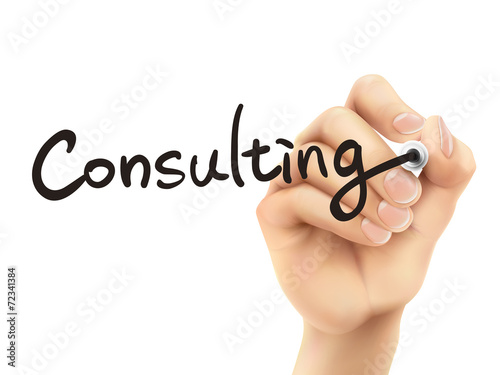 consulting word written by 3d hand