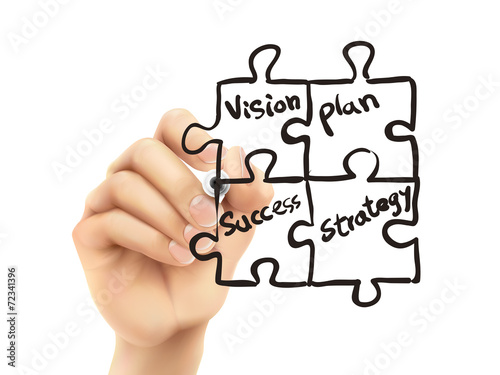 business concept written by 3d hand