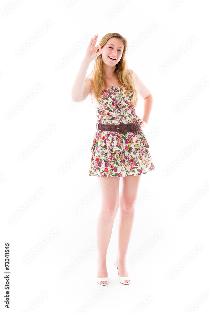 model isolated on plain background hand gesture ok sign model isolated on plain background hand gesture ok sign