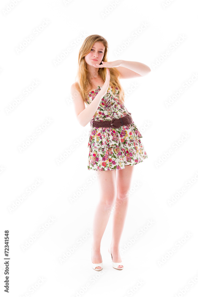model isolated on plain background hand gesture break sign model isolated on plain background hand gesture break sign