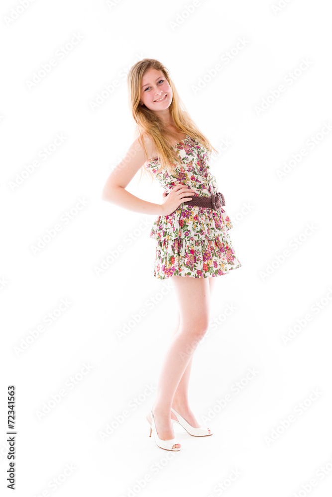 model isolated on plain background pround confident hands on hip model isolated on plain background pround confident hands on hip