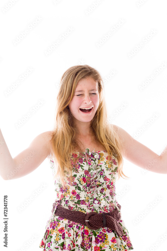 model isolated on plain background screaming model isolated on plain background screaming