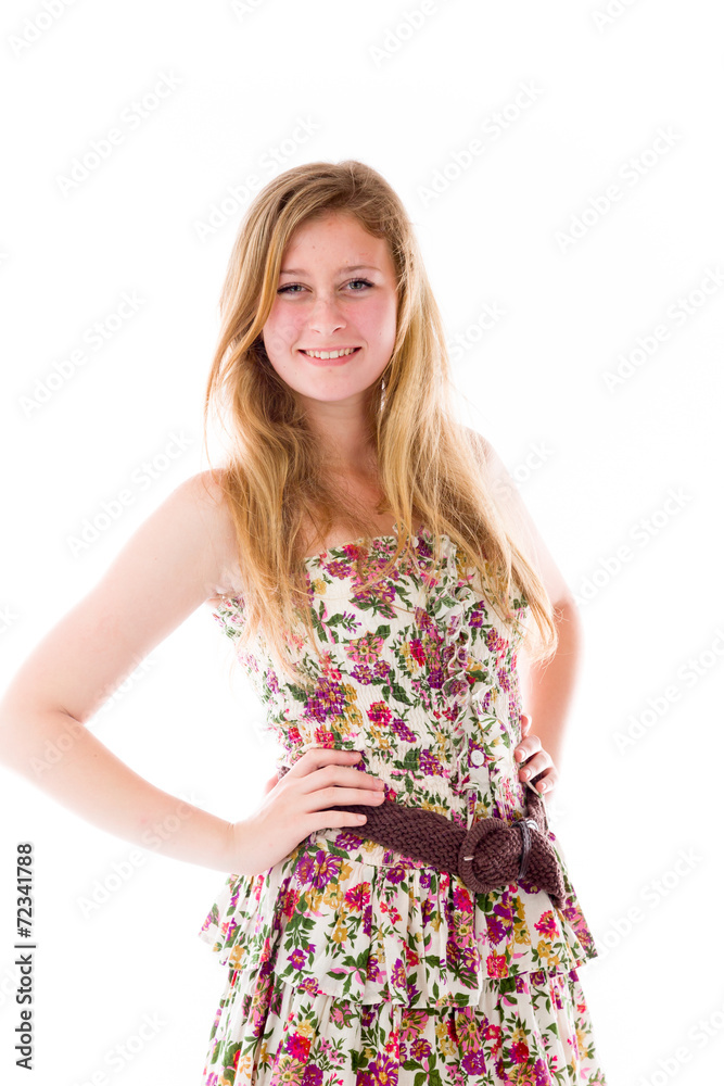 model isolated on plain background pround confident hands on hip model isolated on plain background pround confident hands on hip