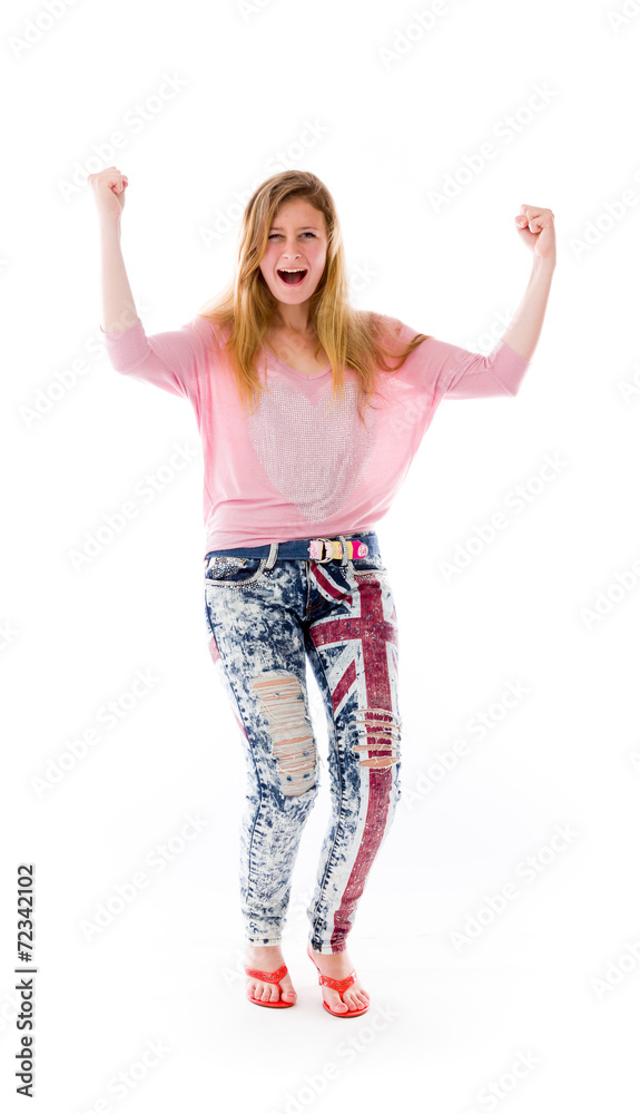 model isolated on plain background screaming model isolated on plain background screaming