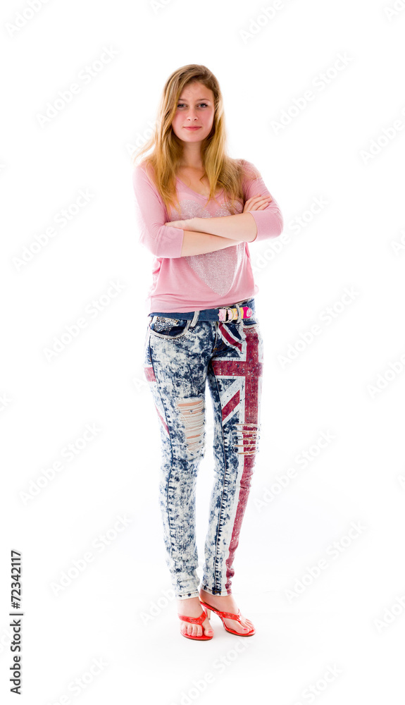 model isolated on plain background happy smiling arms crossed model isolated on plain background happy smiling arms crossed