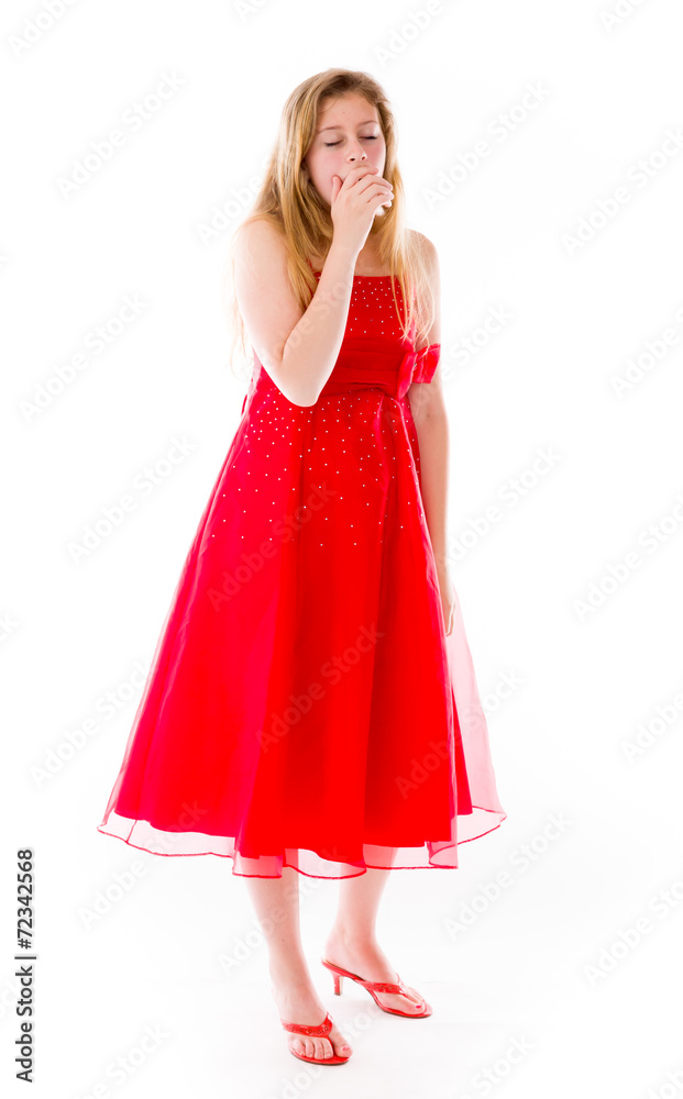 model isolated on plain background tired bored yawning model isolated on plain background tired bored yawning