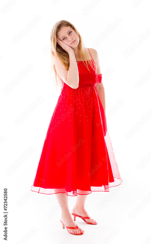 model isolated on plain background bored upset