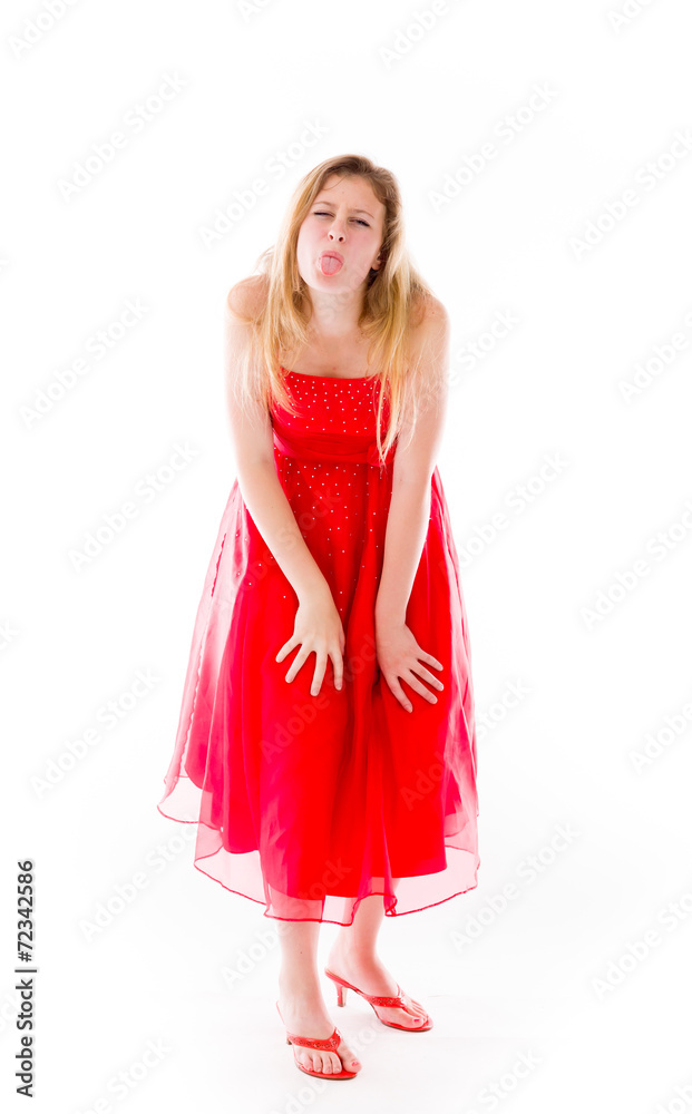 model isolated on plain background face sticking tongue out model isolated on plain background face sticking tongue out