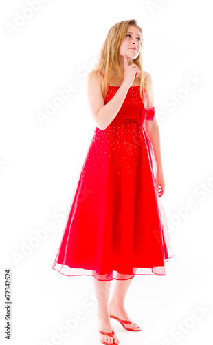 model isolated on plain background thinking