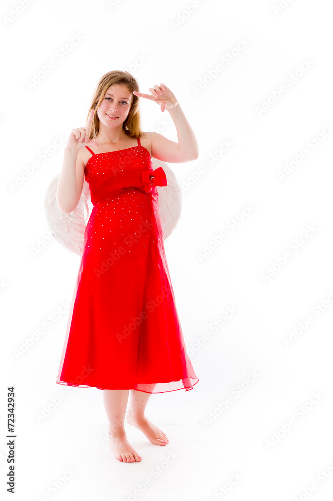 model isolated on plain background hand gesture framing focusing model isolated on plain background hand gesture framing focusing