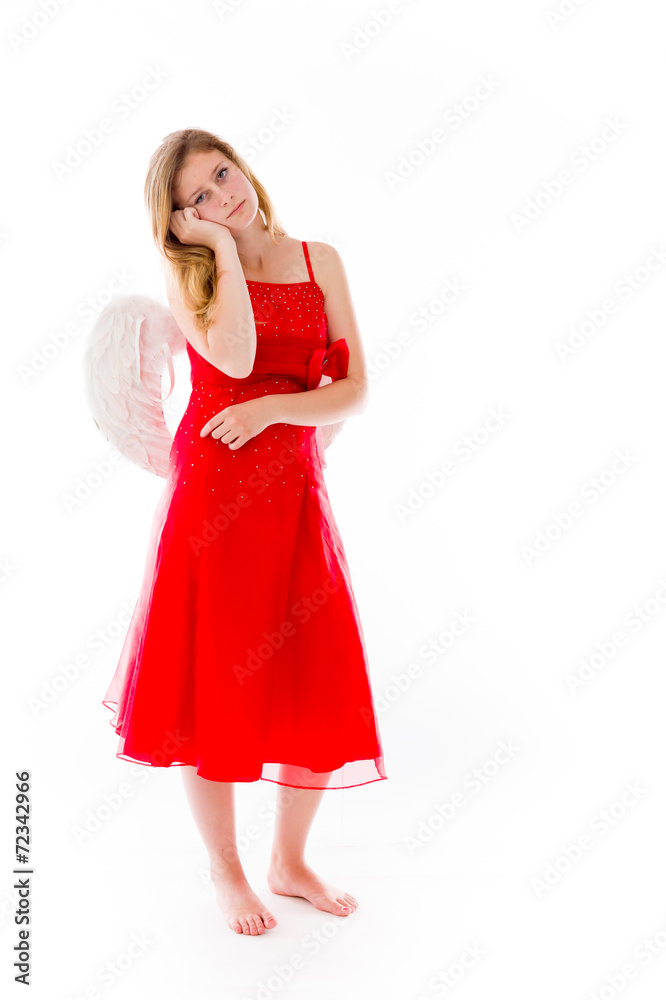 model isolated on plain background bored upset model isolated on plain background bored upset