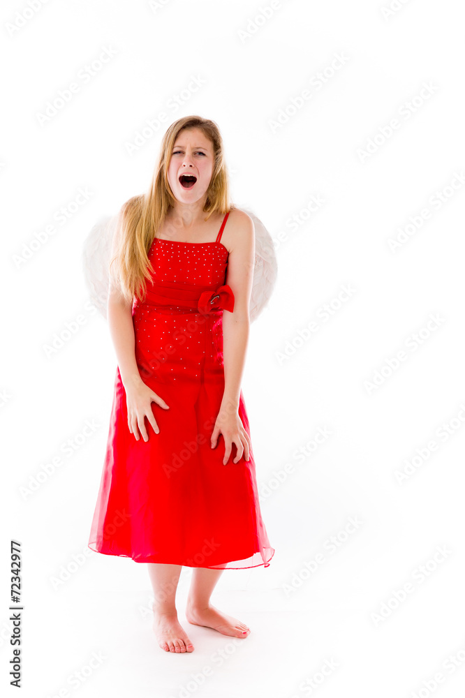 model isolated on plain background furious screaming model isolated on plain background furious screaming