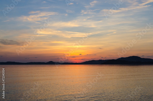 Sea and sunrise behind mountain at bophut beach samui island © Trusjom
