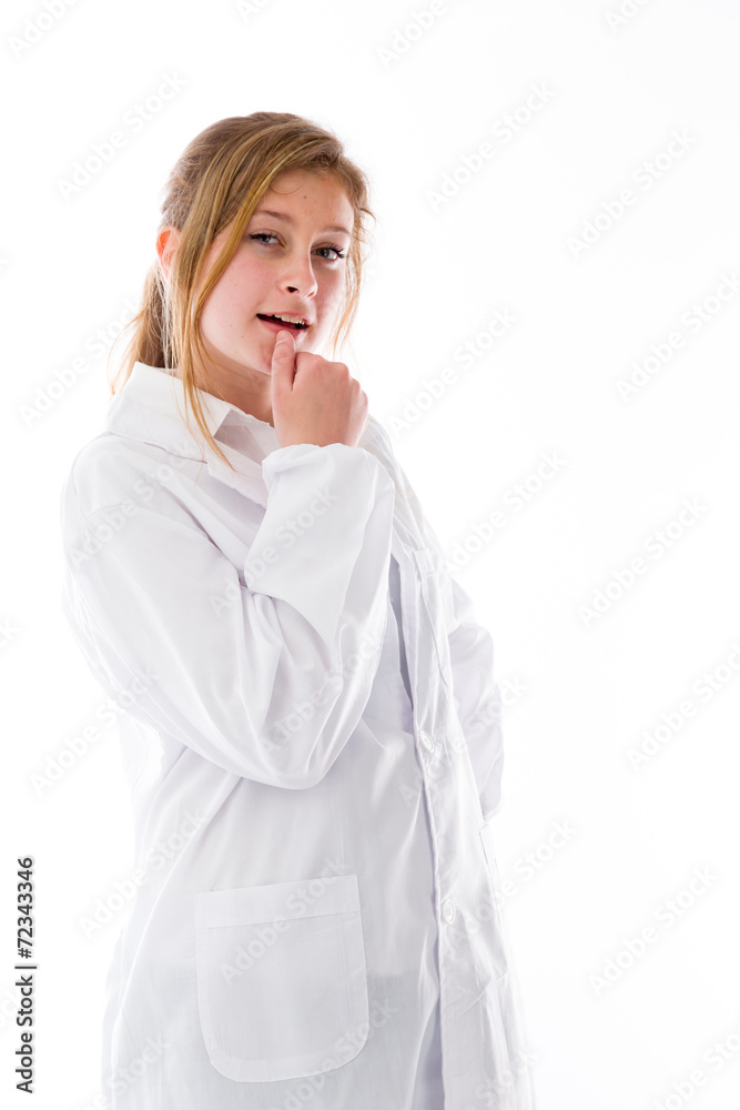 model isolated on plain background thinking model isolated on plain background thinking