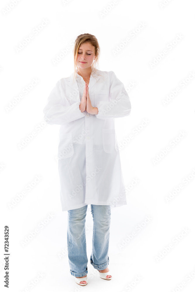 model isolated on plain background praying wishing model isolated on plain background praying wishing